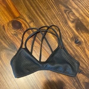Black strappy leather feel bikini top